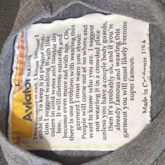 AVIATOR‎ NATION Grey Weave Embroidered Cotton Blend Mens T Shirt Size Large - Picture 9 of 10